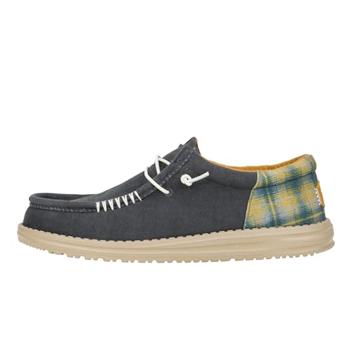 Image of HEYDUDE Wally Funk Plaid Blue Size 8, Men’s Shoes, Slip-on Loafers, Comfortable & Light-Weight