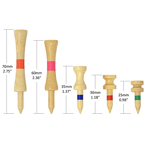 On Par Bamboo Golf Tees Mixed Size, 30 Pieces, Strong, Durable, Sustainable and Biodegradable. 6 of Each Size., ONPA023B