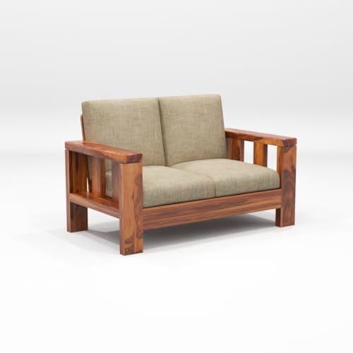 Image of Sheesham Wooden 4 Seater Sofa Set for Living Room | Solid Wood Sofa | Rosewood Sofa Set for Home & Office | Lounge (Honey, 4 Seater)