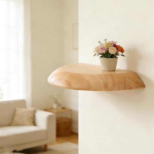 Étagère murale en bois flottante marron style champêtre rustique - 3