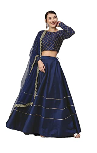 Lehenga Choli für Damen, fertig genäht, für Hochzeit, Party, indischer Stil, Marineblau, Mittel Cover