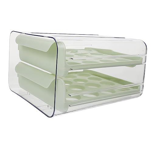 卵カートン収納ボックスプラスチック冷蔵庫野菜室キッチン卵カートンラックホルダー 冷蔵庫の卵トレイ エッグディスペンサー 卵の新鮮な保管 積み重ね可能なエッグケース 卵引き出しオーガ
