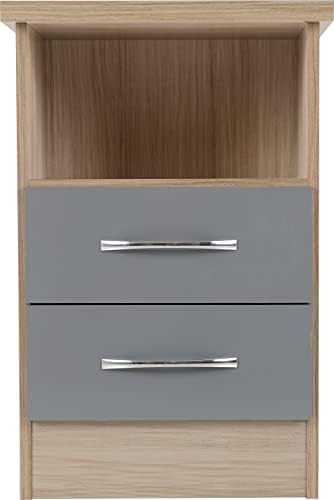 Seconique Nevada 2 Drawer Bedside, Grey
