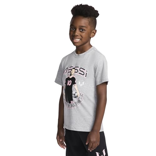 Image of Messi Boys' Lifestyle Short Sleeve T-Shirt, Slim-fit Graphic Tee, Cotton Blend Fabric