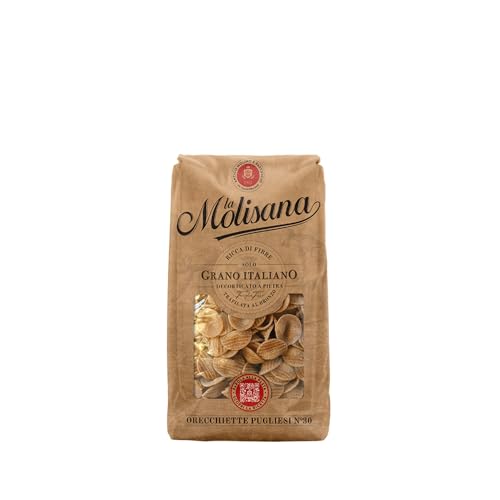 La Molisana, Orecchiette Pugliesi Integrali N.30, Pasta Integrale da Solo Grano Italiano - Ricca di Fibre, Ruvida e Tenace con Eccellente Tenuta in Cottura - Confezione da 500g