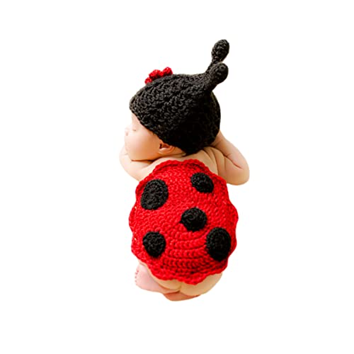 Image of Xmas Newborn Baby Photography Props Baby Boy Girls Photo Shoot Outfits Crochet Unisex Cute Ladybug Baby Photo Props Red