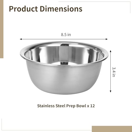 Juego de 12 tazones de acero inoxidable para cocina miniatura 4