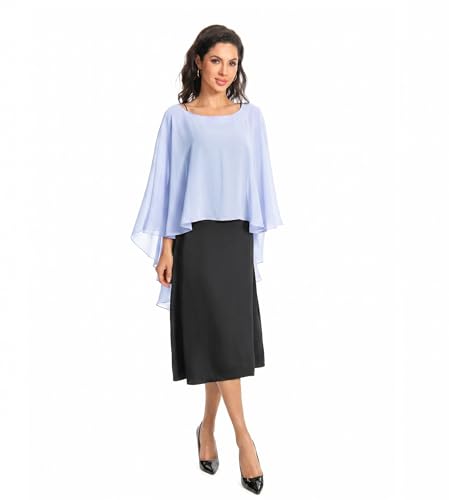 Image of Baoqiya Chiffon Capes Sheer Capelets Long Cape Poncho For Women Plus Size