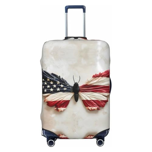 American Flag Butterfly Wall Travel Luggage Covers - Elasticity Suitcase Covers Protector for Luggage 18-32 Inch