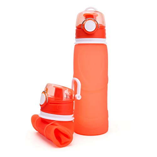 シリコン ボトル アクティブ 折りたたみ 750ml 全5色 冷凍できる ポータブル 直飲み アウトドア 水筒 自転車 サイクル ソフト ボトル 容器 ドリンク ウォーターボトル ドリンクボトル (オレンジ)