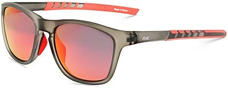 JOJEN Polarized Sports Sunglasses for Women Men Running Golf Fishing Cycling Driving 100% UV Protection Sun Glasses JE001(Grey Frame Red Revo Lens)