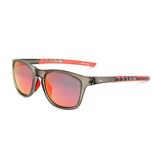 JOJEN Polarized Sports Sunglasses for Men Women Baseball Running Cycling Fishing Golf Tr90 Ultralight Frame JE001(Grey Frame Red Revo Lens)