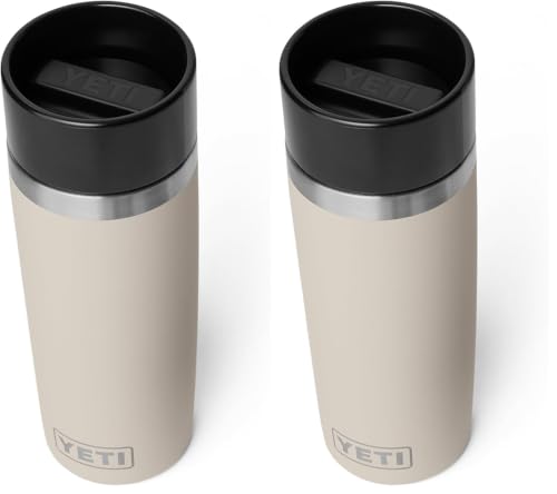Image of YETI Rambler 16 oz Travel Bottle, Stainless Steel, Vacuum Insulated with Leakproof Commuter Cap, Cape Taupe (Pack of 2)