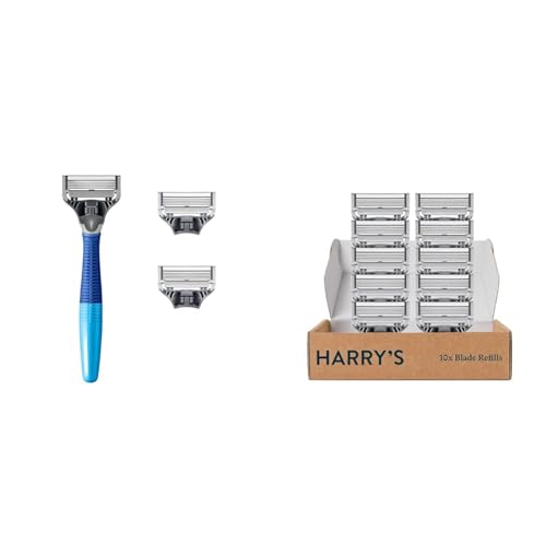 Harry's Razors for Men - Shaving Razors for Men includes a Mens Razor and 3 Razor Blade Refills & Harry's Razor Blades Refills - Razors for Men - 10 count