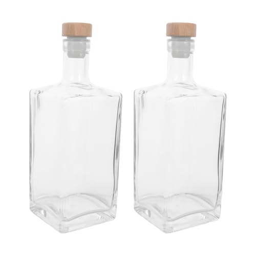 MOKKHNB 2 przezroczyste butelki na alkohol z korkiem - karafka do wina z możliwością ponownego napełnienia 500 ml/16 uncji - pusta butelka do picia z nakrętką - szczelna i wielokrotnego użytku do