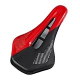 XPKHVZVLQ Ultraleichter Fahrradsattel Aus PU-Leder, Kurzer Nasenhohlsitz for MTB Und Rennräder(Red)