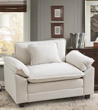 CDCASA Oversized Accent Chair, Velvet Comfy Cloud Chair with Large Seat and Upholstered Armrests, Modern Extra Wide Armchair Reading Chairs for Bedroom, Living Room, Office, Beige