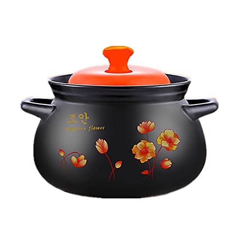 Pentola di Terracotta Pentola in Ceramica Pentola Rotonda in Ceramica per Cucinare Casseruola in Ceramica Casseruola in Terracotta Casseruola Pot Clay Pot, StockPot,Capacity 6L