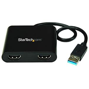 StarTech.com USB 3.0 to Dual HDMI Adapter – 1x 4K 30Hz & 1x 1080p – External Video & Graphics Card – USB Type-A to HDMI Dual Monitor Display Adapter – Supports Windows Only – Black (USB32HD2)
