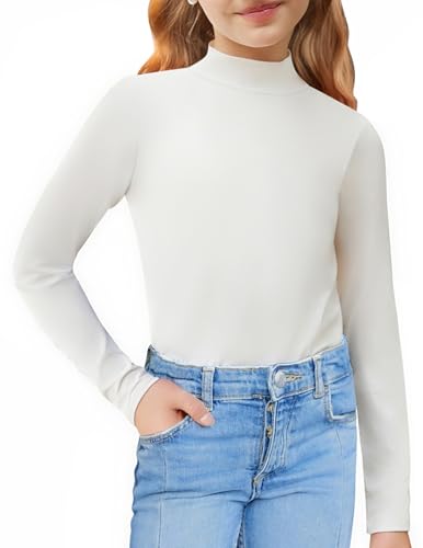 Arshiner Girls Long Sleeve Mock Turtleneck Shirts Slim Fit Casual Base Layer Top Tee