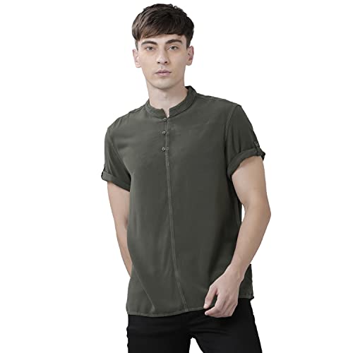 Image of Identiti Short Sleeves Solid Slim Fit 100% Viscose Casual Shirt /Kurta for Men