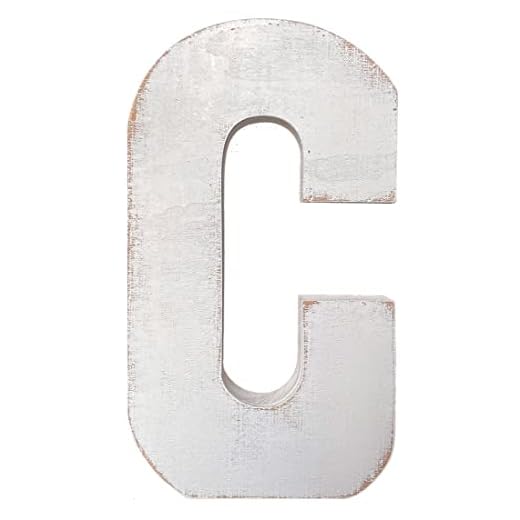 ABELOTS Large Wood Letter Distressed White Wash Alphabet Wall Décor Monogram Letter Alphabet Letters Free Standing Letters Wall Letters (C)
