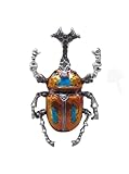 Acier inoxydable Broche Bijou insecte coléoptère style scarabée acier rouge et bleu.