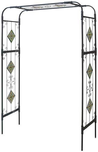 ガーデンガーデン IBフェンス アイアン ローズパネル モザイク ワイドアーチ 埋め込み 幅127×奥行45×全高180cm IBF-RSMS-ARCHUBW180