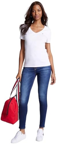 Tommy Hilfiger Women Short Sleeve V-Neck Solid Cotton Tee2