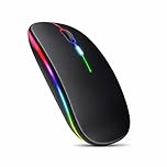 BOULTON Wireless Mouse – Slim LED Bluetooth 5.2 + 2.4Ghz Rechargeable Wireless Mouse for Laptop Computer Mouses – USB Bluetooth Mouses – Silent Mouses Wire less Blue Tooth - Black