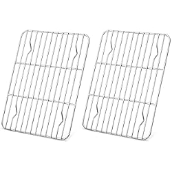 Homikit 2 PCS Cooling Rack for Baking & Cooking, 8.7 x 6.3 Inch Wire Rack | Stainless Steel Mini Roasting Grilling Cooking Racks, Fits Small Toaster Oven, Dishwasher Safe, Heavy duty & Rust Resistant