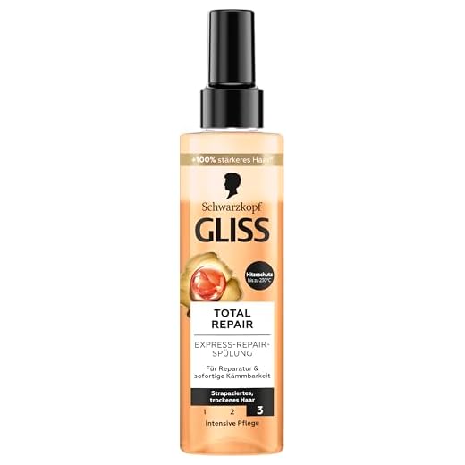 Gliss Kur Gliss Express Repair - Acondicionador reparador total (200 ml), acondicionador para el cabello para un peinado inmediato y protección contra roturas, acondicionador con protección térmica ha