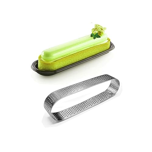 JECOMPRIS 4pcs Stainless Steel Cake Mould Perforated Mousse Rings for Baking Includes Round Square Oval and Rectangle Shapes Easy Release Design for Pastry and DIY Cooking