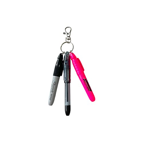 Badge Reel Accessory Mini Pen, Permanent Marker, PINK Highlighter, Nurse Gift, Badge Accessory, Attach to Your Badge Holder, Backpack, etc…2