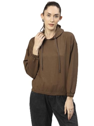 Image of HIGH Star Women's Fleece Solid Hooded Neck Sweatshirt