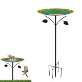 Yuragim Vogeltränke Stehend, Vogelbad Garten Stehend mit 5 Zackiger Sockel, 85cm Vintage Metall Vogeltränke Winterfest, Vogelbecken Schüssel Wassertränke für Vögel, Futter Wasserschale Bird Bath