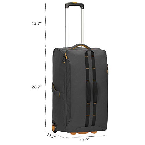 Hynes Eagle Carry on Luggage Rolling Wheeled Duffel Bag Softside Luggage Checked Suitcase 26 inch,64L,Grey