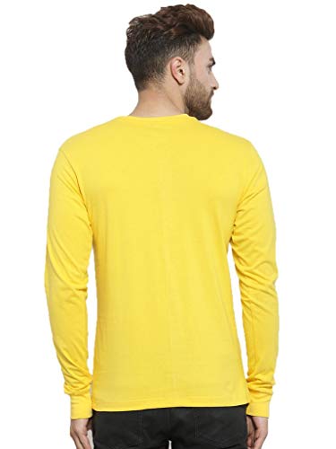 Image of LAZYCHUNKS Men's Cotton Full Sleeve T-Shirt | Round Neck Men's Tshirt Yellow