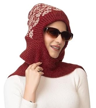 Women's Winter Wool Blend Cap with Muffler, Fabric, Beautiful, Soft, Warm & Stylish