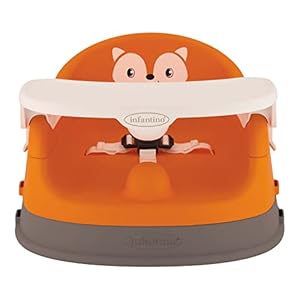Infantino Grow-with-Me 4-in-1 Two-Can-Dine Feeding Booster Seat, Fox-Theme, Space-Saving Design, Infant Booster for 4M…