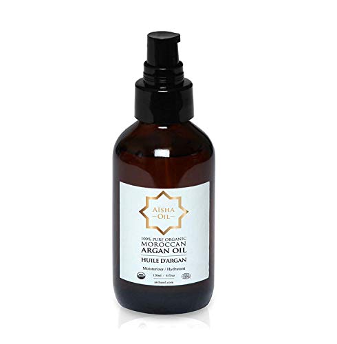 Pure Argan Oil - 100 Percent Pure Organic Moroccan Argan Oil 120 Milliliter - 4 Once - Moisturizer, Hair, Skin, Body, Face, Full Treatment, Organic Certified By Ecocert, USDA, Cold Pressed In Morocco.