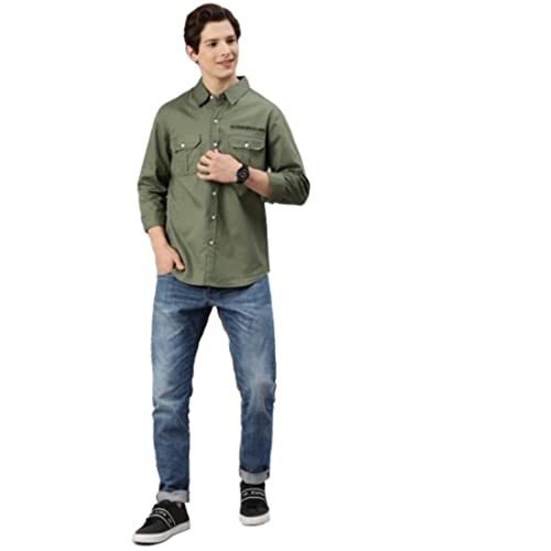 Image of Hubberholme Men's Cotton Regular Fit Casual Shirt with Double Pocket