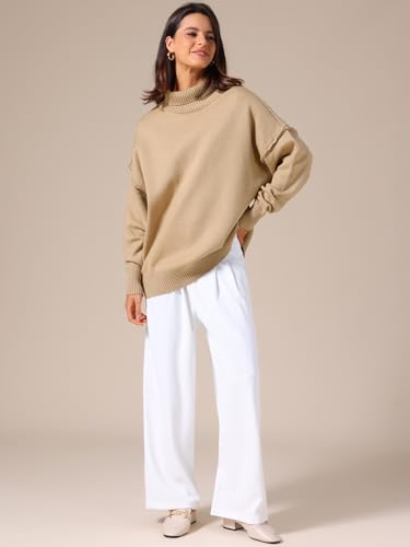 Allegra K Women Oversized Sweaters Mock Neck Long Sleeve Casual Loose Pullover Sweater Tops 2025 Fall Outfits2