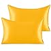 BeddingClearance 2 Pack Silk Satin 14x20 Toddler Pillowcases, Super Soft and Silky Envelope Closure Cooling Travel Pillow Cases for Nursery, Kids, Boys and Girls, Yellow