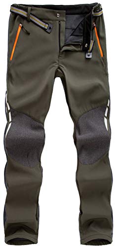 AbelWay Women's Outdoor Mountain Waterproof Windproof Fleece Ski Snow Pants Hiking Trousers(Army Green,S)