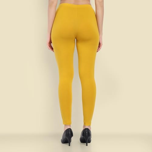 Image of ONE SKY Women Full Length Leggings | Cotton Modal Spandex Blend | High Waist Stretchable & Bio-Washed Fabric | Colour-Lock Technology | Comfortable Leggings for Women