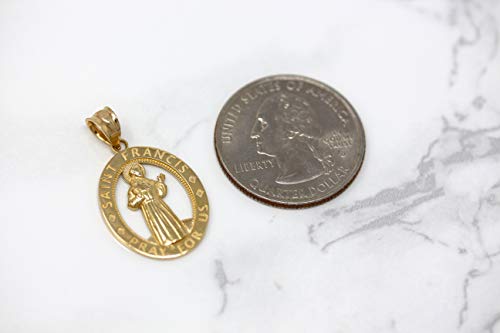 10k Gold Saint Francis of Assisi Pray for Us Oval Charm Pendant3