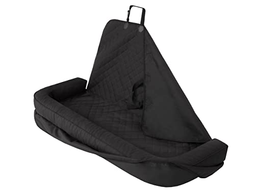 PillowPrim Hundeautositz, Hundedecke Auto rückbank, Transportbox Katze, Hundebox, Hundekorb, Hundegeschirr, Hundebett, Hundekörbchen, Schwarz Oxford, 133 x 45 cm