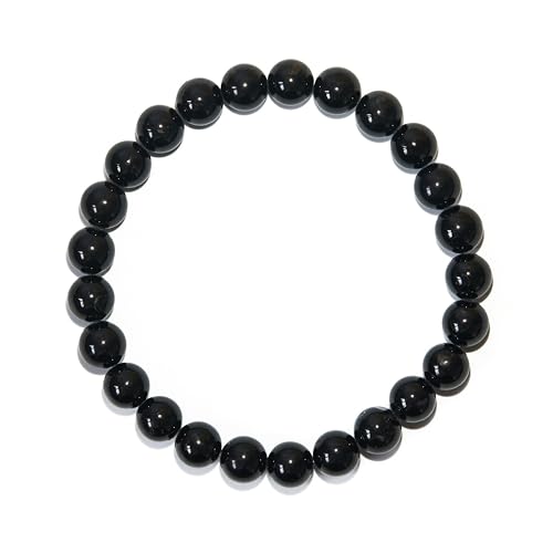 BANANE LAB Black Tourmaline Beaded Bracelet with Mystery Polished Crystal Pendant - 8mm Real Natural Gemstone Beads for Men Women - Negative Energy Protection Gift for her him - Fits 6.75 Wrist