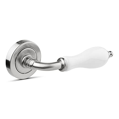 -1980-MADERAS CAMACHO SUMINISTROS INDUSTRIALES Juego de manillas de roseta modelo Delbas en níquel satinado